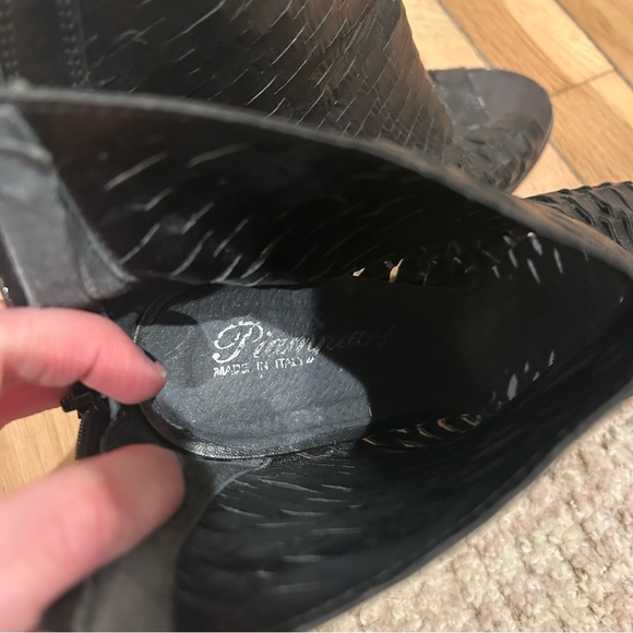 Authentic Italian Leather Black Peep-Toe Ankle Booties Heels size 8 - Picture 6 of 7